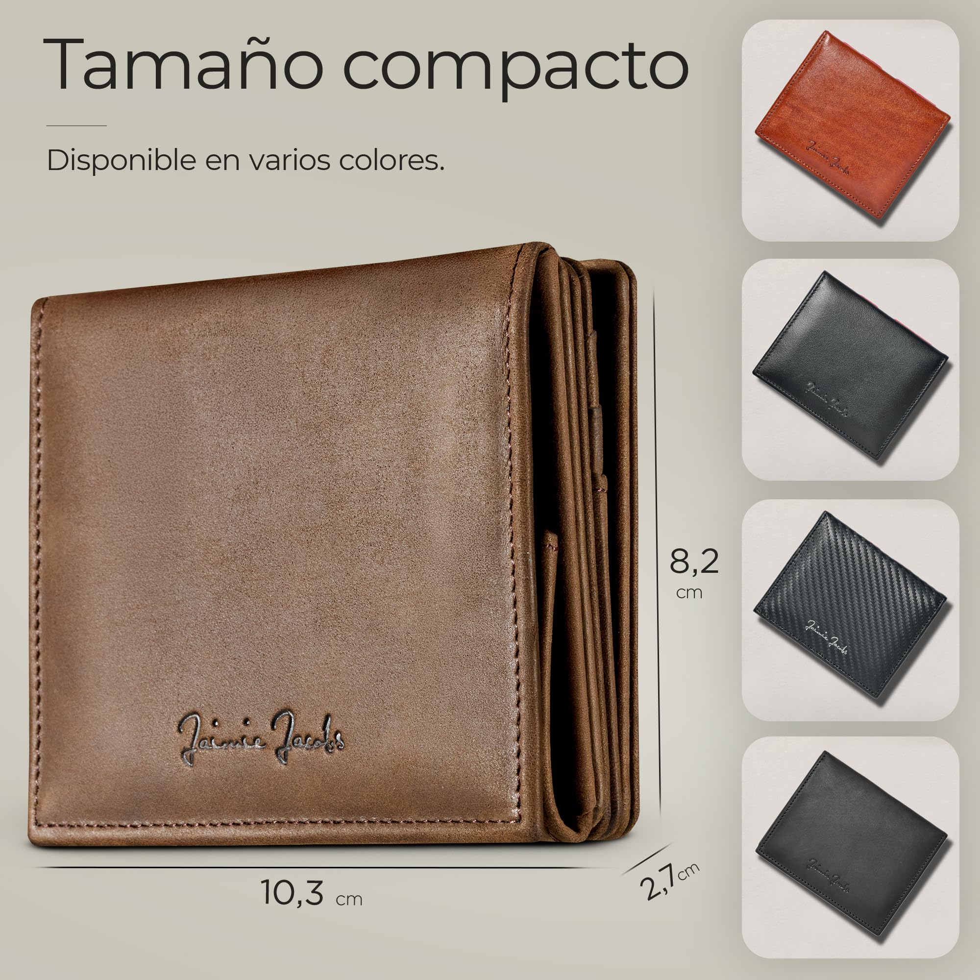 Jaimie Jacobs Flap Boy XL Magic Wallet con Bolsillo Monedero Cartera con protección RFID y Espacio para 13 Tarjetas (Cuero de búfalo marrón Oscuro)
