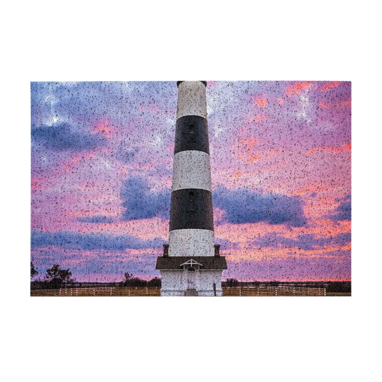 OPSREY Beauty Lighthouse printed Washable Floor Mat Entrance Carpet PVC Entrance Doormat