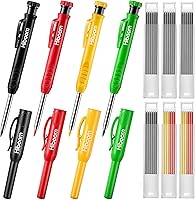 Vista 9 de Hiboom Paquete de 4 lápices de carpintero con 36 repuestos (rojo, negro, amarillo), herramienta de marcado de carpintería resistente de 0.116