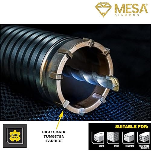 Miniatura 2 de Broca de núcleo de martillo giratorio con punta de carburo 6 pulgadas (5.906 in) SDS MAX MESA DIAMOND