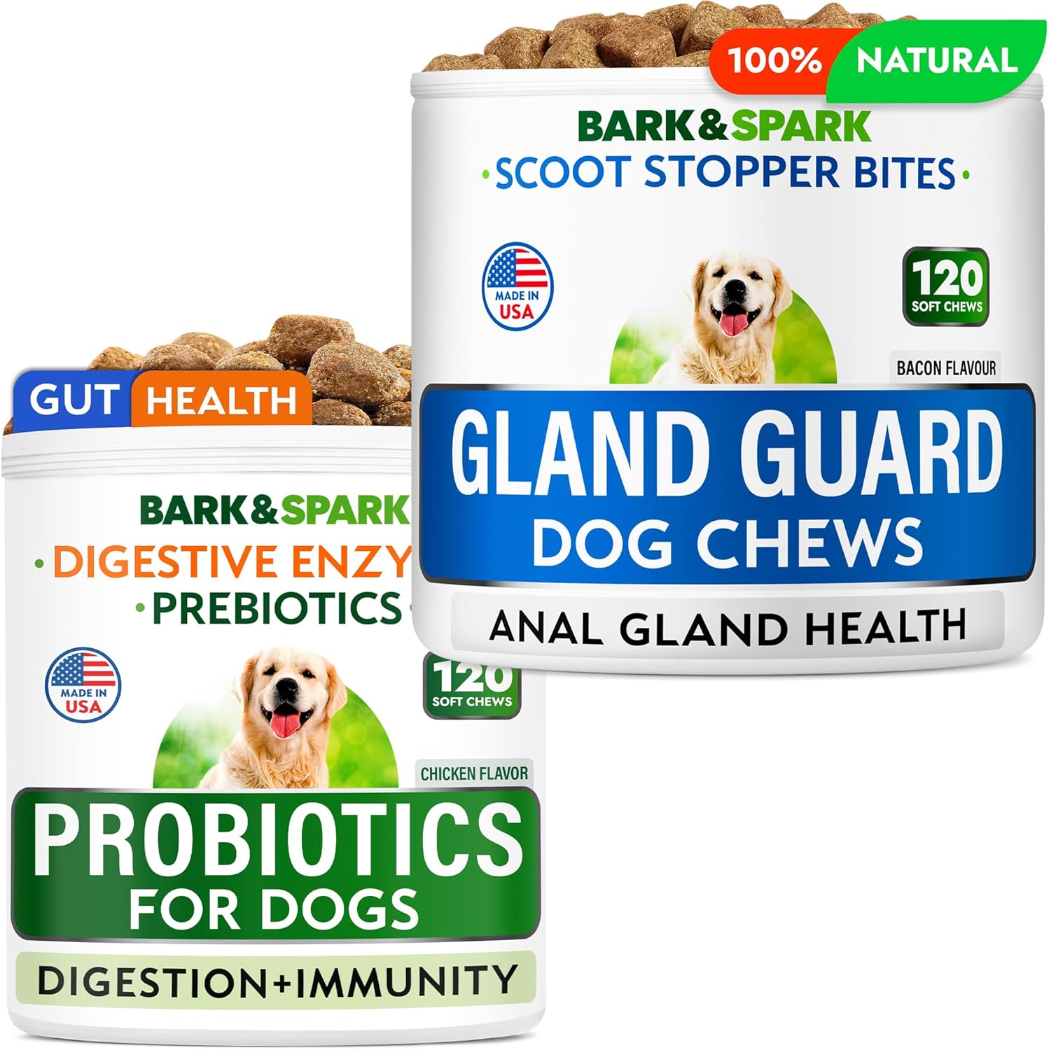 Anal Gland Guard Support + Dog Probiotics for Digestive Health - Scoot Treatment - Digestive Enzymes & Gas, Diarrhea, Constipation Relief Supplement - Made in USA