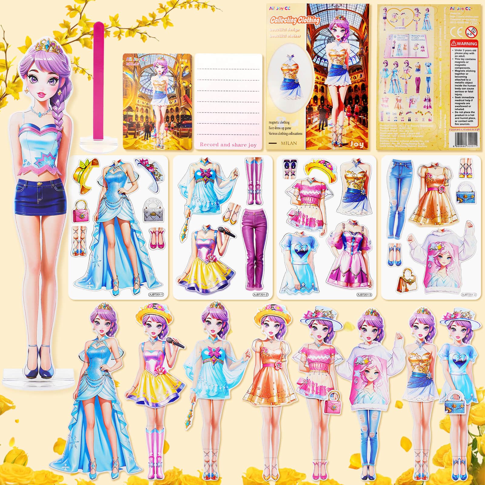 PainZieteg Magnetic Dress Up Dolls, Magnetic Princess Dress Up Paper Dolls, Magnetic Dress Up Dolls for Girls Ages 4-10 Learning Created Imagine Set