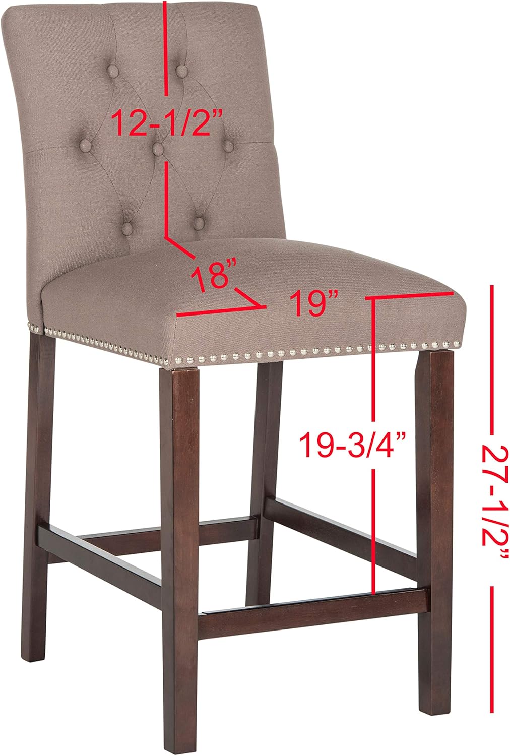 Safavieh Home Collection Norah Dark Taupe and Espresso Counter Stool (Set of 2)