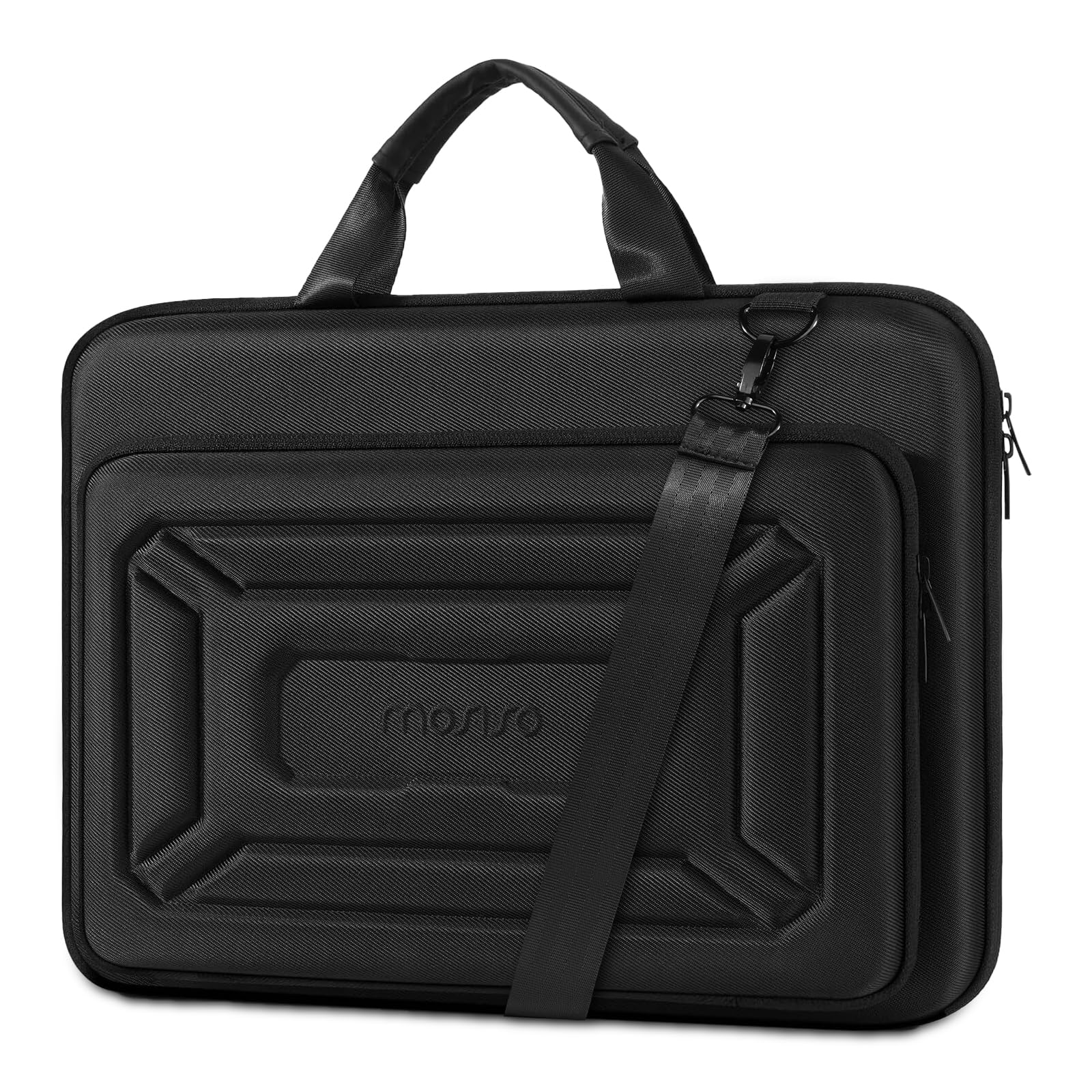 MOSISO Funda Rígida Portátil para Hombre Mujer, 15-16 Pulgadas Bolsa | con Diseño Geométrico Compatible con MacBook HP Dell, 15,6 Pulgadas Laptop Bag con Bolsillo Frontal Elevado&Correa,Negro