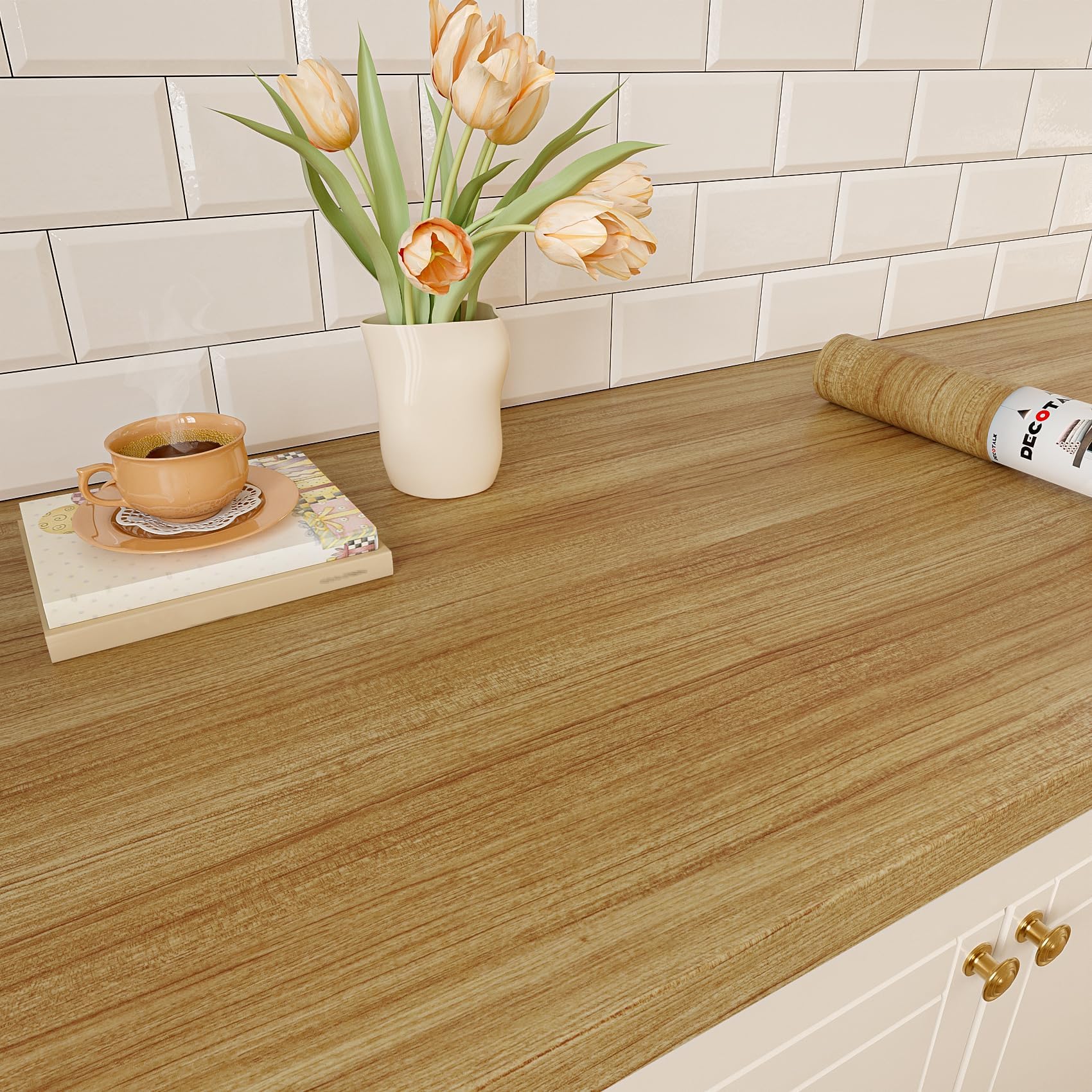 Decotalk Vinilo Encimera Cocina Madera Marrón Impermeable 81X300cm Papel Adhesivo Pared Vinilos para Muebles Cocina Revestimiento Pared Autoadhesivo Vinilo Madera Adhesivo Muebles Wallpaper