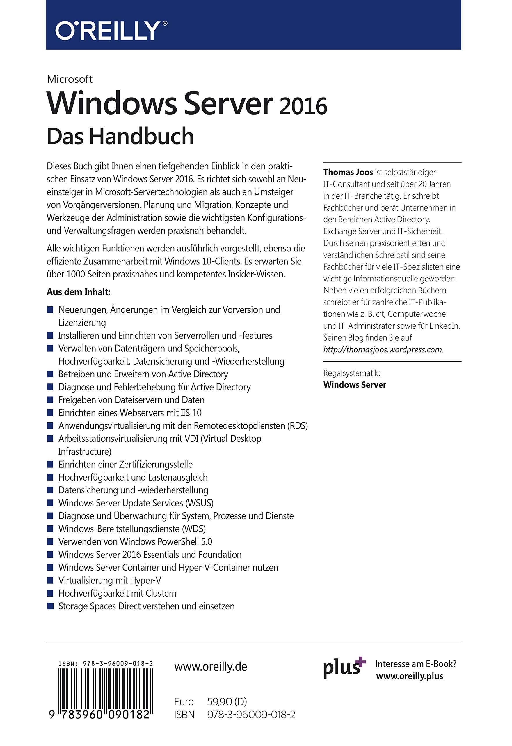 Microsoft Windows Server 2016 – Das Handbuch: Von der Planung und Migration bis zur Konfiguration und Verwaltung