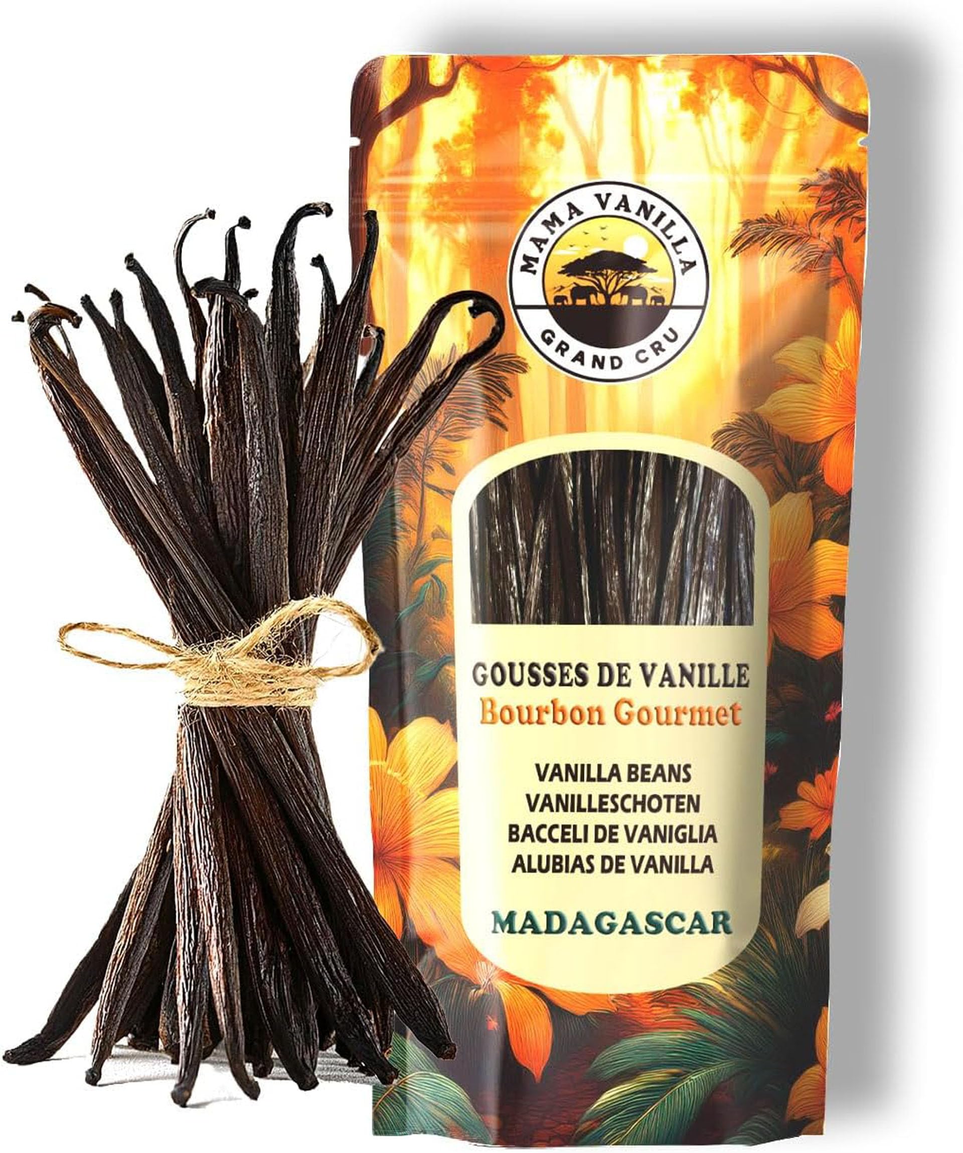 15 baccelli di VANIGLIA GOURMET BOURBON dal Madagascar. Baccelli freschi. Sacchetto salvafreschezza richiudibile e di lunga durata. Senza aromi artificiali. Annata 2024. Misura 14/16 cm