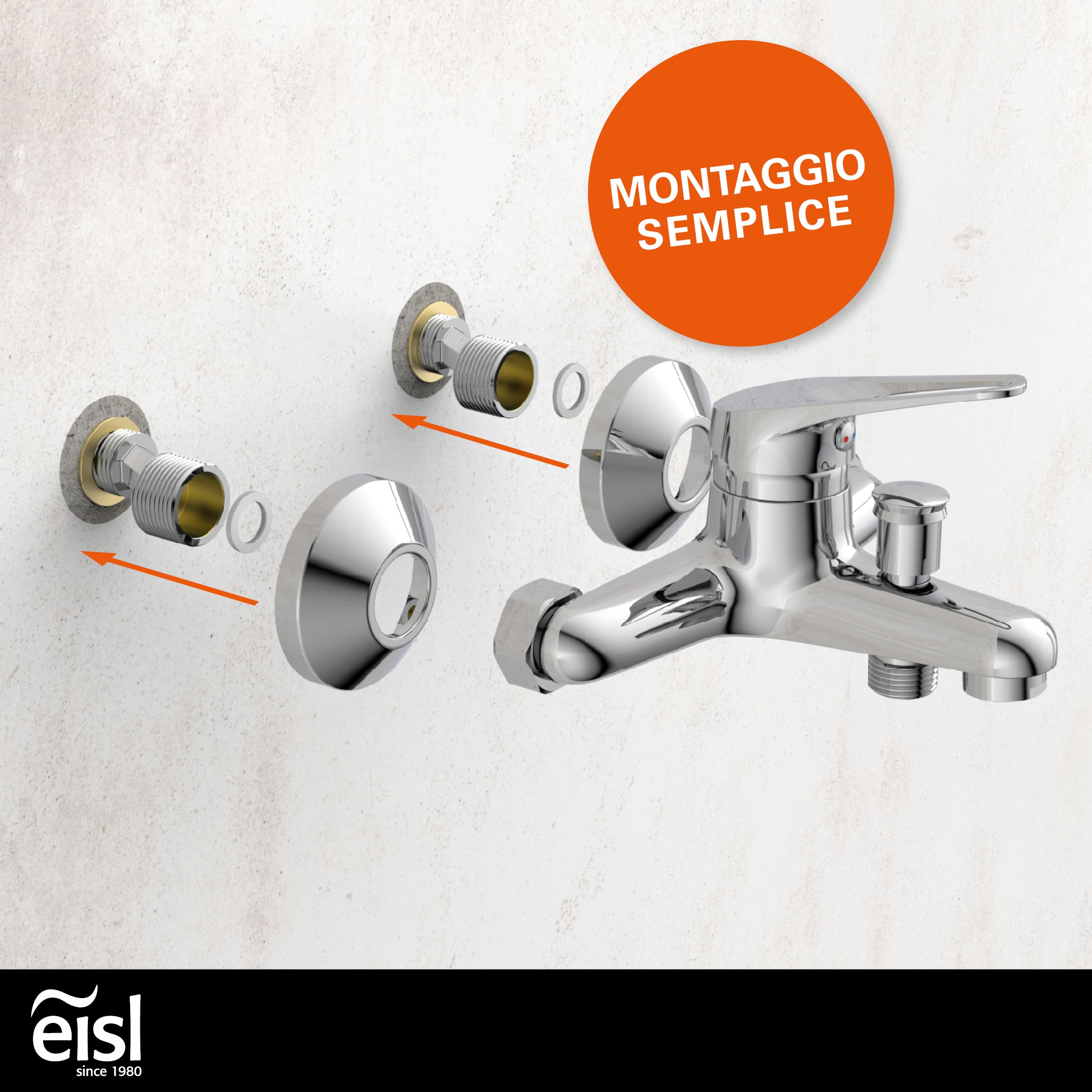 EISL Speed, Rubinetto Vasca da Bagno, Miscelatore Vasca da Bagno, Cromato, Bronzo, Argento