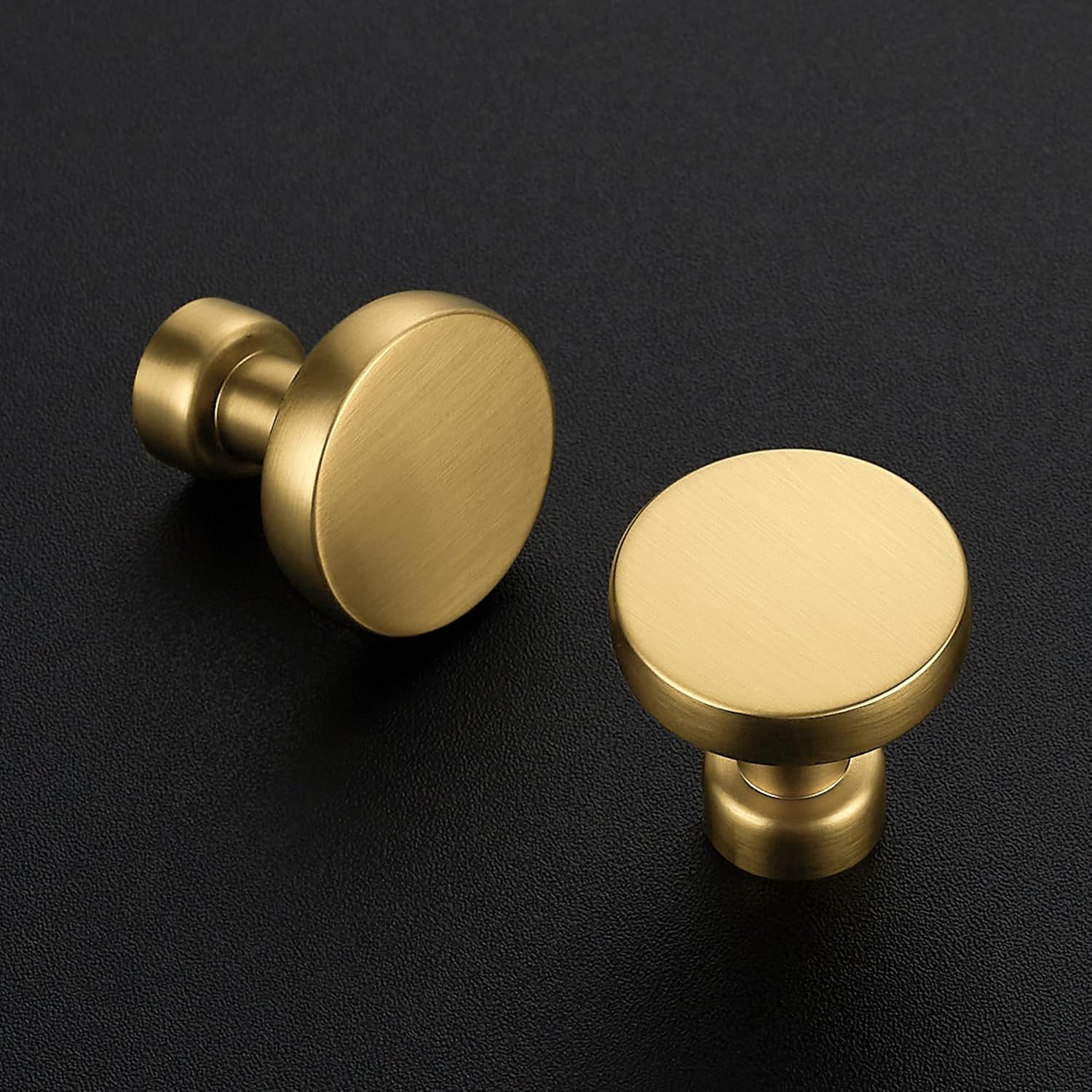Ravinte 5 Pack 1-1/6 Inch Soild Brushed Brass Cabinet Knobs for Kitchen, Drawers Pulls for Dresser, Cabinet Hardware