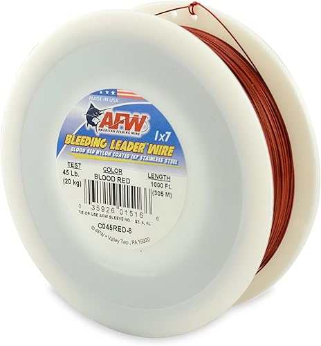 Miniatura 10 de Alambre de pesca americano líder sangrante rojo sangre nylon recubierto 1x7 alambre líder de acero inoxidable