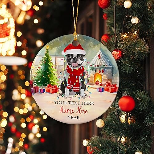 Vista 121 de Rottweiler - Adorno de cerámica personalizado para perro de Papá Noel, nombre y texto personalizados para mascotas, feliz para los amantes