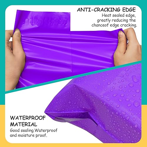 Miniatura 4 de Sobres de polietileno de 14.5 x 19 pulgadas, 50 unidades, sobres de correo de plástico morado con grosor de 2.4 milésimas de pulgada, bolsas de