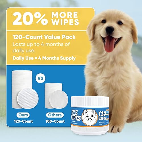 Miniatura 6 de Toallitas para ojos de perro y gato, 240 unidades, paquete de 2 toallitas quitamanchas de lágrimas para perros, con manzanilla y hamamelis,
