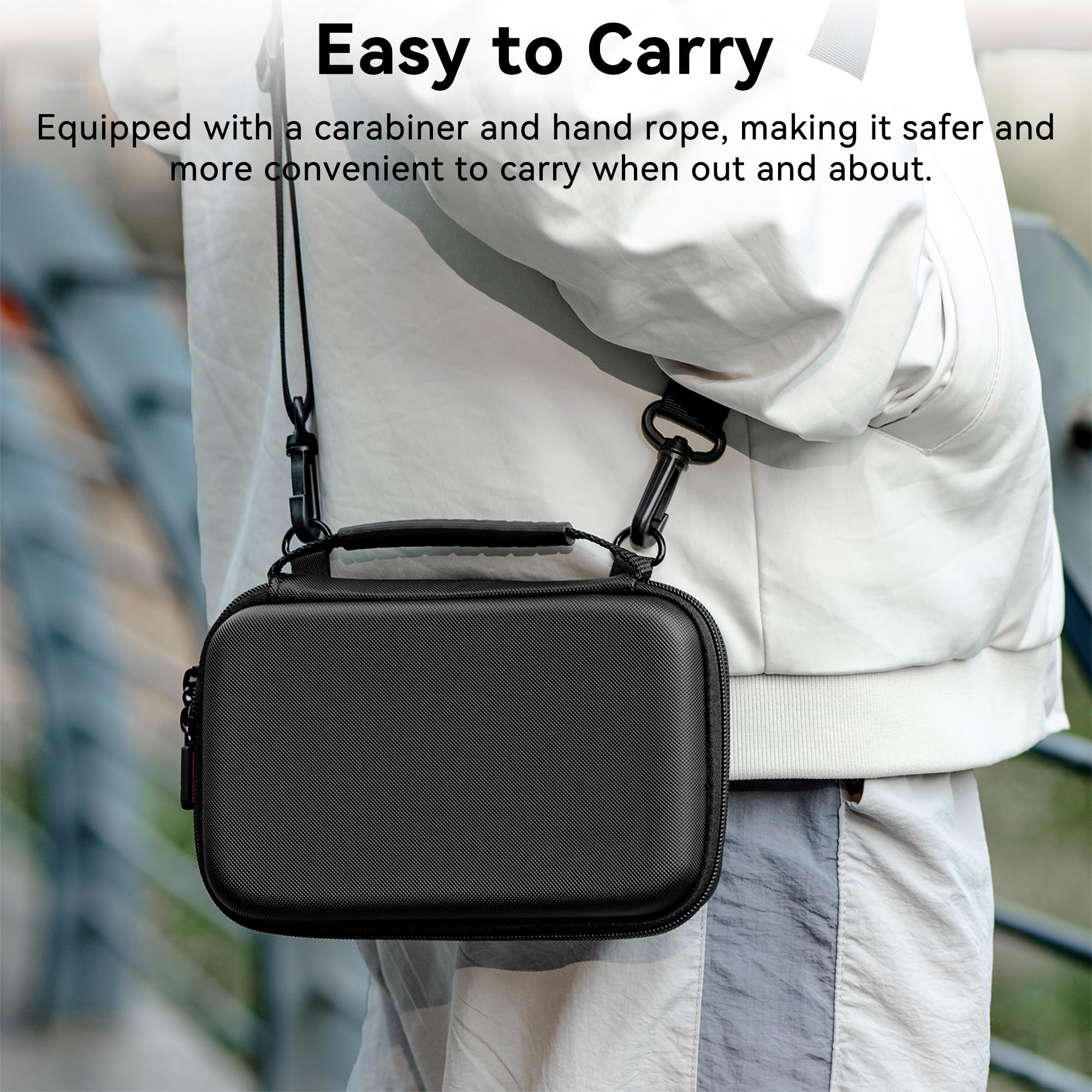 Osmo Pocket 4 Bolsa de transporte - Bolsa de viaje rígida portátil de PU para DJI Osmo Pocket 4 Standard Combo accesorios de cámara con correa para el hombro — view 6