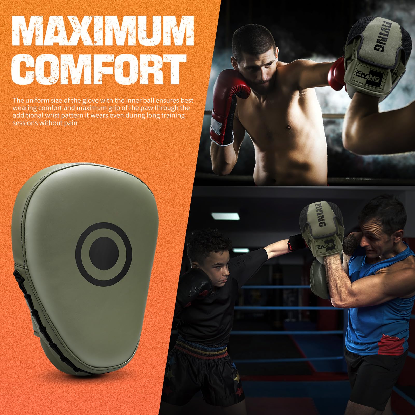 Boxing Pads for Men, Women, & Kids, Leather Focus Mitts for Martial Arts, Boxing Training, Curved Punch Mitts for Karate, Kickboxing,Muay Thai, Taekwondo