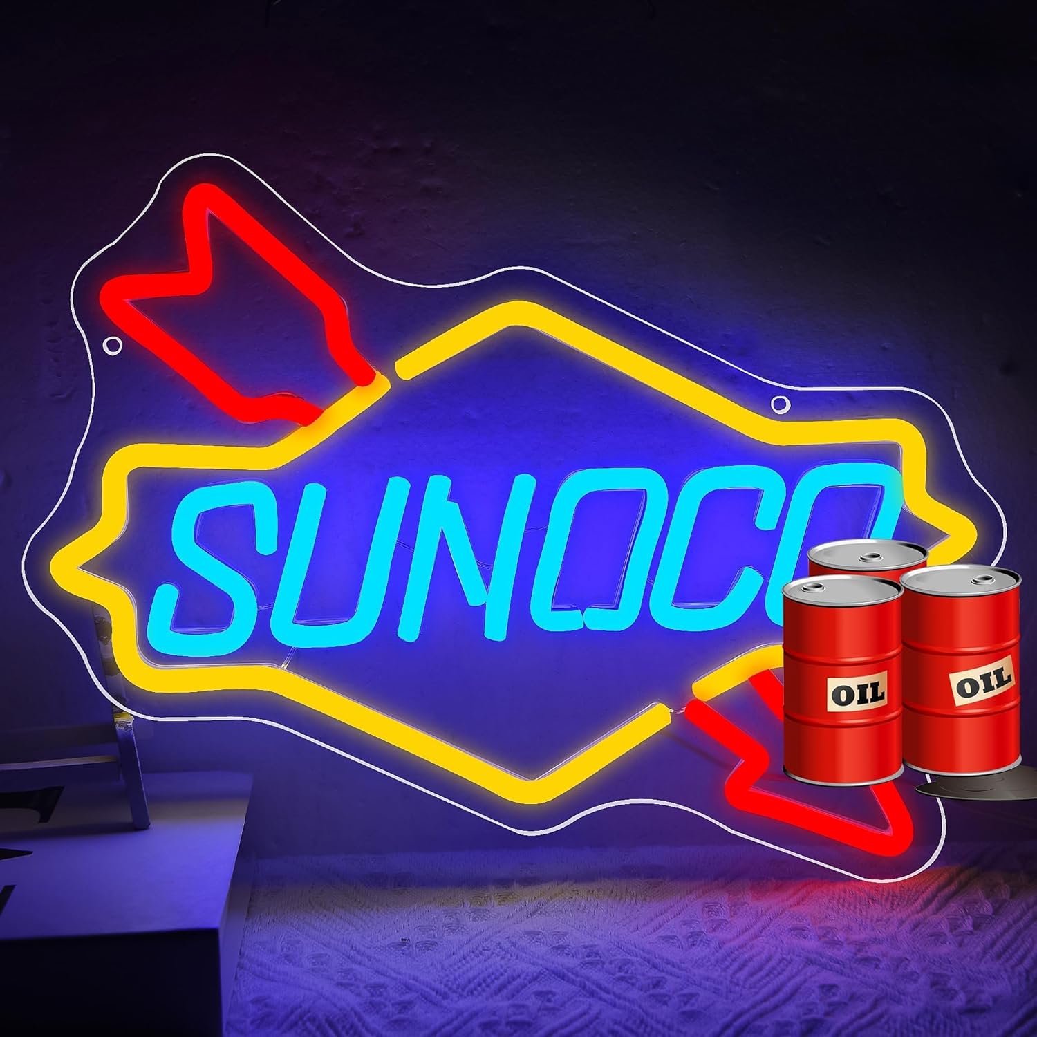 Garage Neon Sign for Wall Decor Oil LED Light Sign Garage Decor Business Neon Signs for Man Cave Garage Auto Repair Shop Vintage Signs Men Wall Decor Garage Decor for Men,Size 13.8*10.5 inches(XD147)