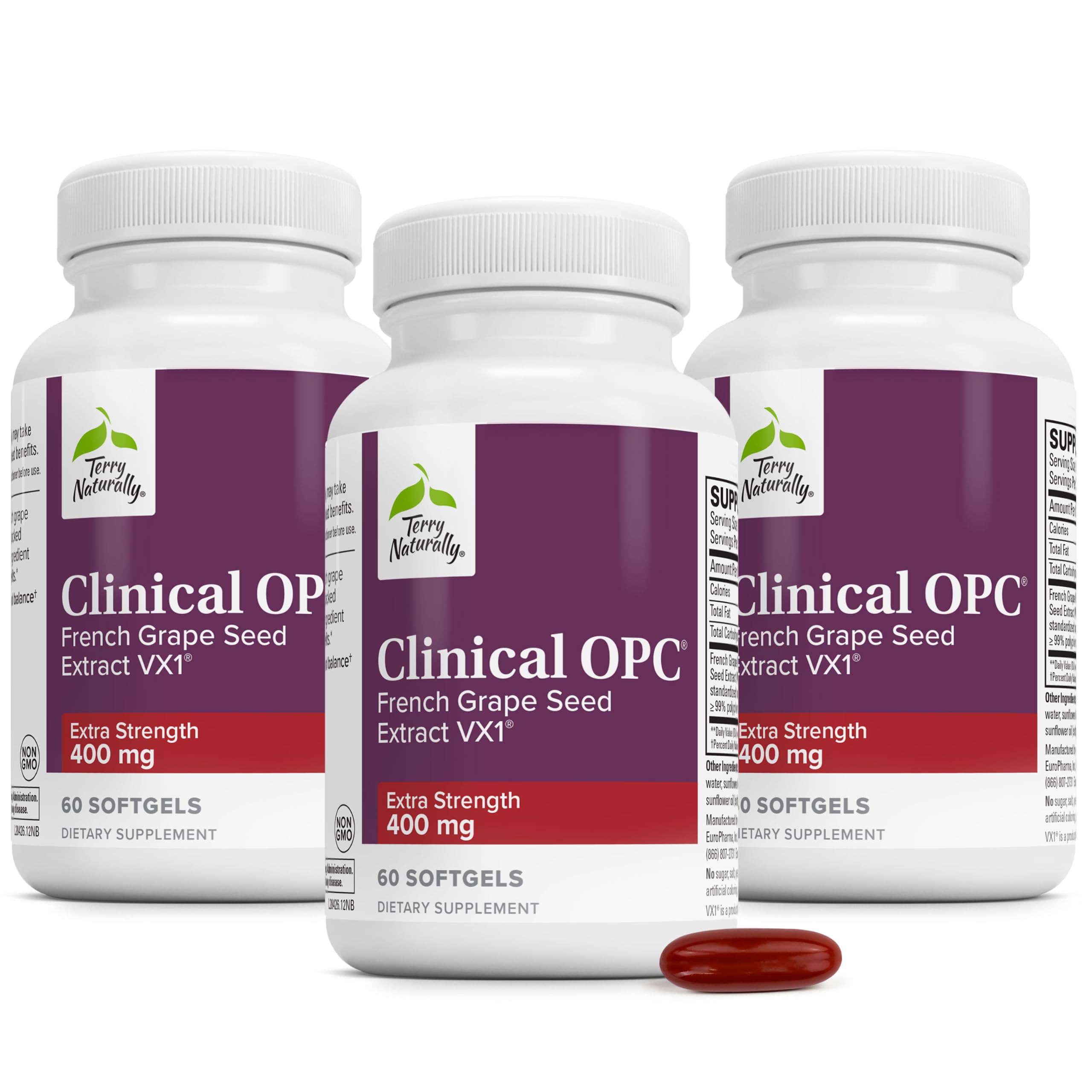 Terry Naturally Clinical OPC Extra Strength - Heart Health - 60 Count Pack of 3 60 Count (Pack of 3)