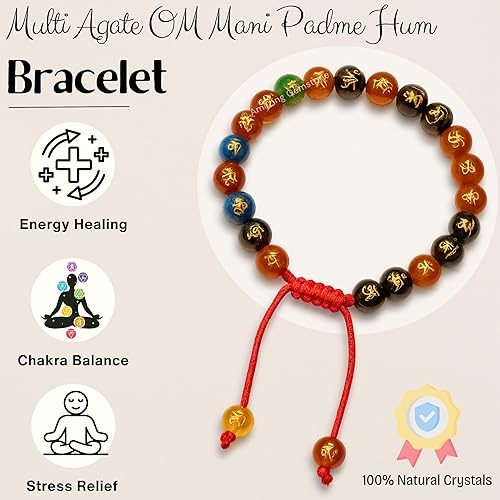 Vista 710 de Amazing Gemstone Yaxaite Bracelet for Women Men's Gifts - Protection Healing Crystal Bracelet - 8mm Gemstone Beaded Adjustable Bracelet Pulseras