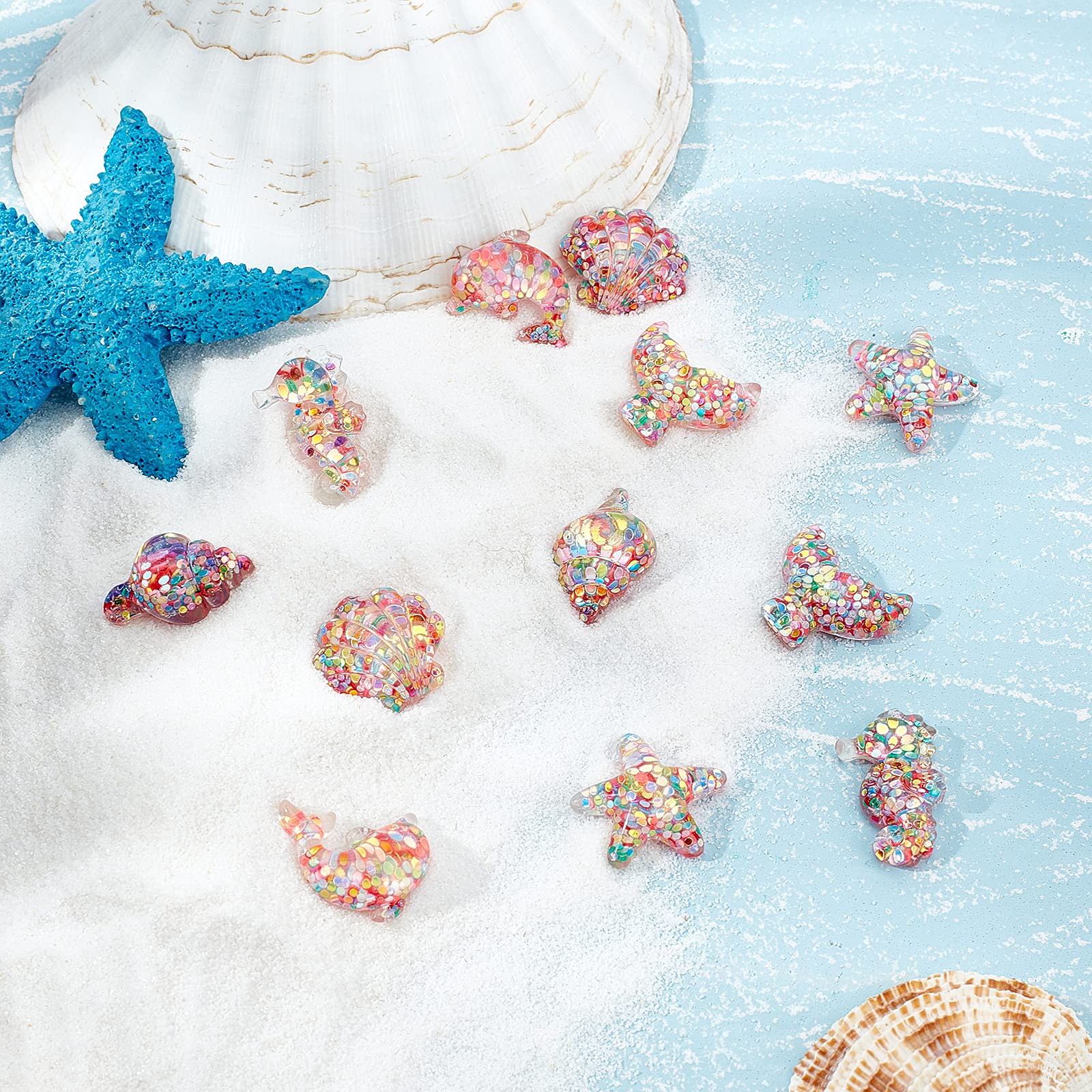 SUNNYCLUE 8 Styles 64 Pièces Breloques Animaux Marins