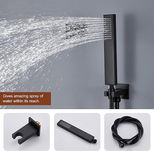 Miniatura 7 de MONDAWE Sistema de chorros de ducha termostáticos de cuerpo completo de 23 pulgadas, 64 colores LED con música, cascada de lluvia, sistema de