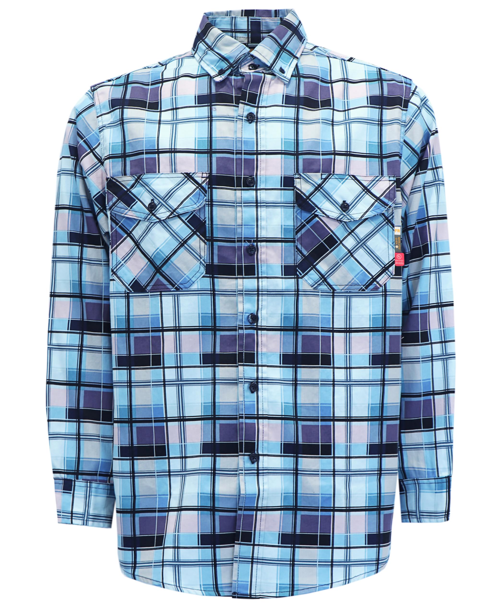 KONRECO FR Shirts for Men 100% Cotton 6.5oz Fire Resistant Lightweight Men's Plaid Work Shirts