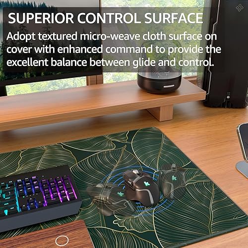 Miniatura 128 de KTRIO - Alfombrilla de mouse grande para juegos con bordes cosidos, extendida, tela microtejida superior, base antideslizante, almohadilla de Negro