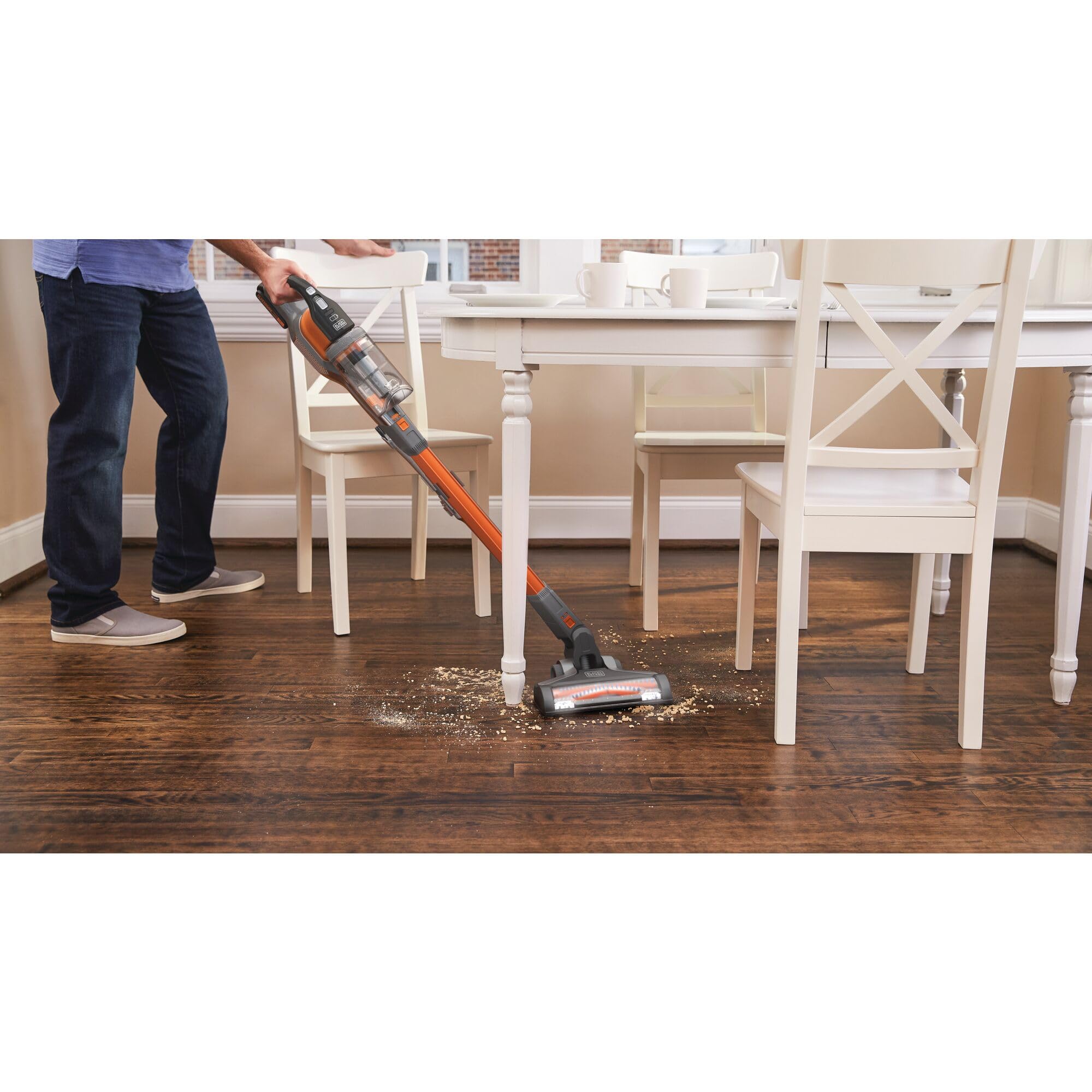 BLACK+DECKER Aspirador de Escoba con Batería Externa 18V, Batería de Litio 2Ah, Autonomía de 58 Minutos y 3 Velocidades, Depósito de 650ml - BHFEV182C-QW