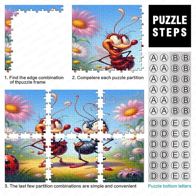 Foto 4 de 8 de Hormigas Caricatura Puzzle de 1000 Piezas para Adultos Puzzle para Toda la Familia Fondo Floral Juego…
