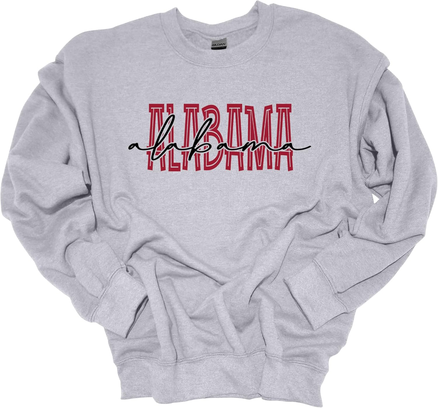 Trenz Shirt Company Womens Alabama Team Color Crimson Football Team Name Cursive Crewneck Sweatshirt