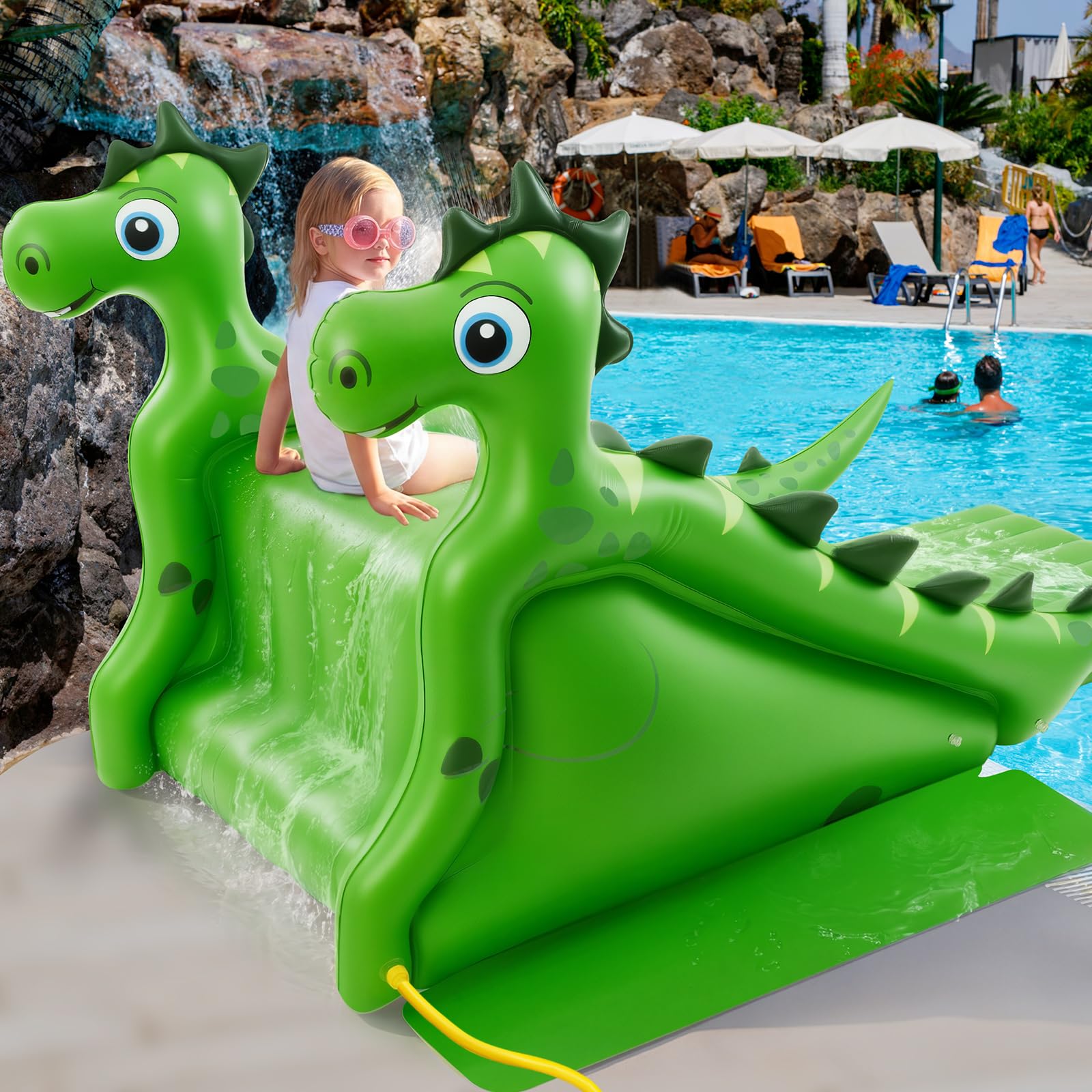 Photo 1 of **BAGGED** Seenelling 98 Inch Giant Inflatable Dinosaur Pool Slide for Kids & Adults, Swimming Pool Play Center Inflatable Water Slide for Inground Above Ground Pools, Summer Backyard Parties for Kids & Adults