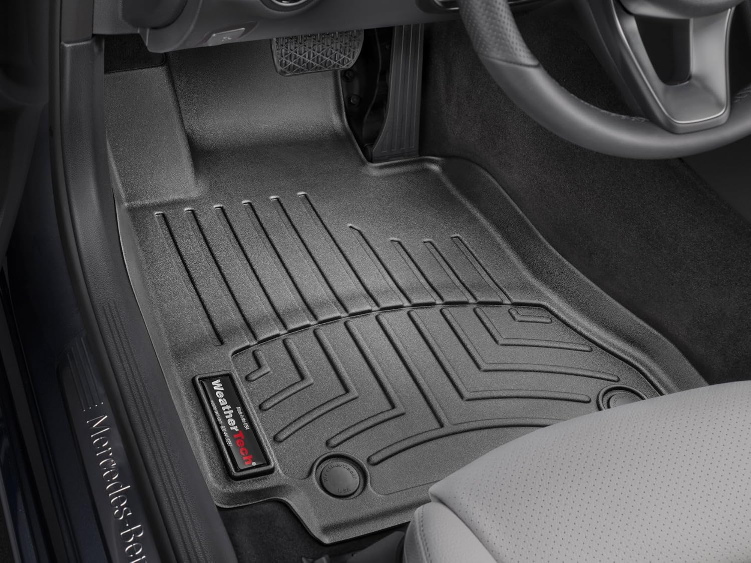 WeatherTech Custom Fit FloorLiners for Mercedes AMG C 63 S, C-Class, AMG C 63 S Cabriolet - 1st Row (446761), Black