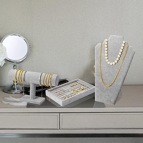 Miniatura 4 de MTLEE Juego de 12 soportes para joyas, incluyendo soporte de exhibición de pulsera con barra en T, soporte de exhibición de collares, caballetes de