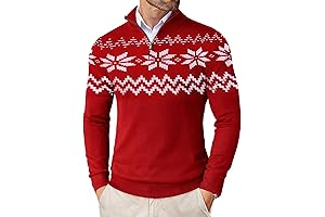 COOFANDY Christmas Sweater Fair Isle Men's Quarter Zip Up Sweaters