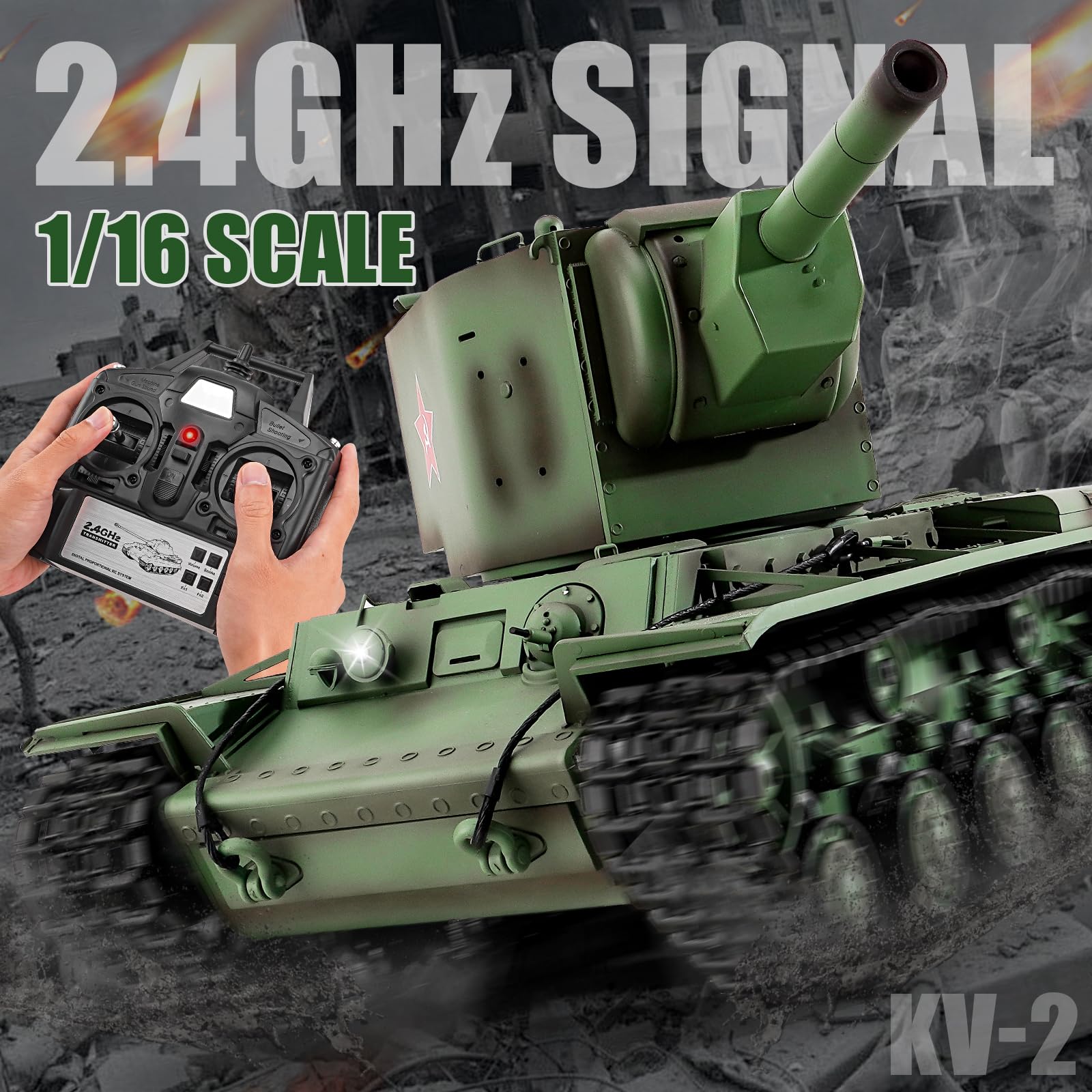 Amazon.com: BESTYMXY RC Tanks Heng Long Russia KV-2 Heavy Tank, 1