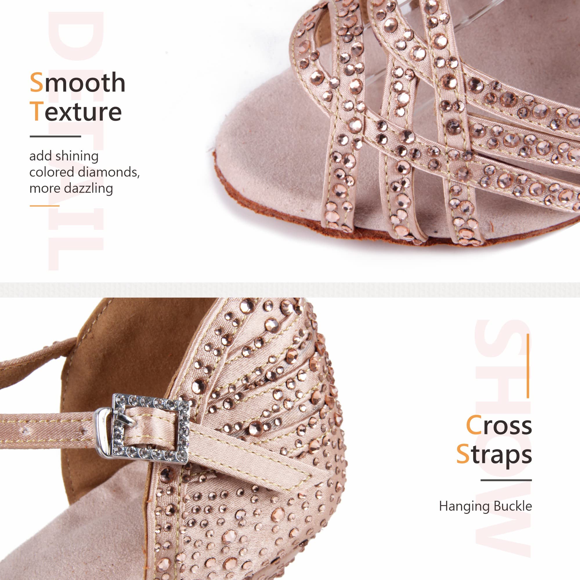 Zapatos de Baile Latino con Punta Abierta para Mujer Diamantes de imitación Tango salón de Baile Social Zapatos de Baile para Fiesta de Boda