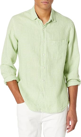 Long-Sleeve 100% Linen Check Shirt 