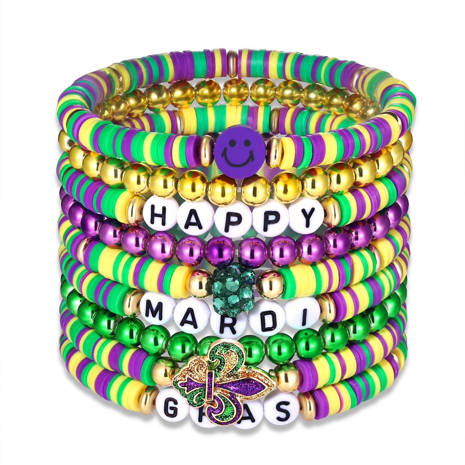 Surfer Heishi Bracelets for Women Stackable Rainbow Vinyl Disc Clay Beaded Stretch Bracelets Elastic Layering Friendship Bracelets Boho Summer Beach Jewelry
