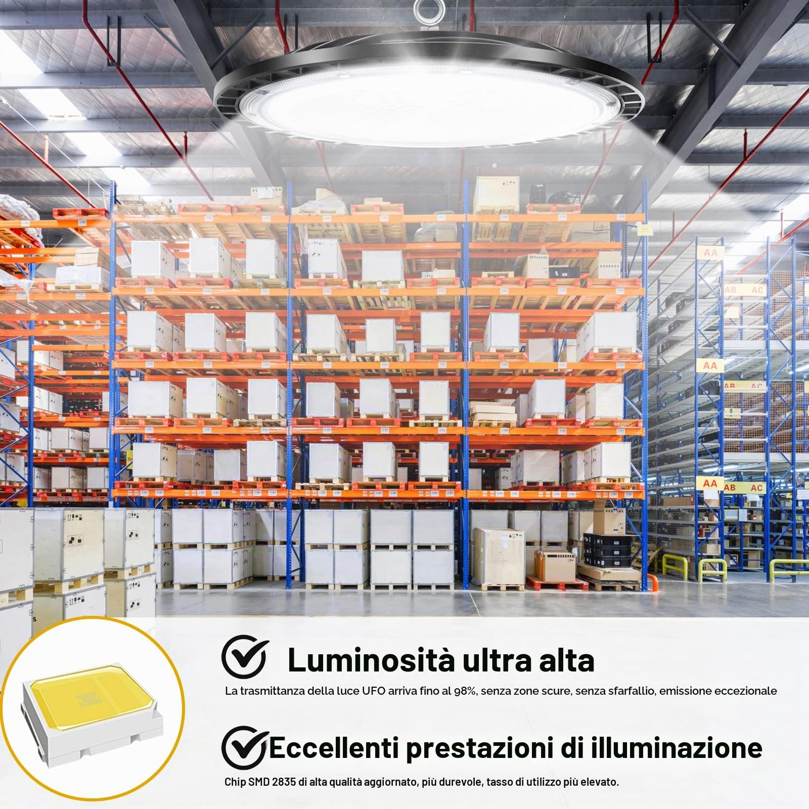 4Pack 300W UFO Faretto LED Bianco Freddo 49000LM Lampada da Officina IP66 LED Industriale Lampada Interni LED Luce Bianca fari Led da esterno Faretto per Industriale Officine, Fabbrica, Parcheggio