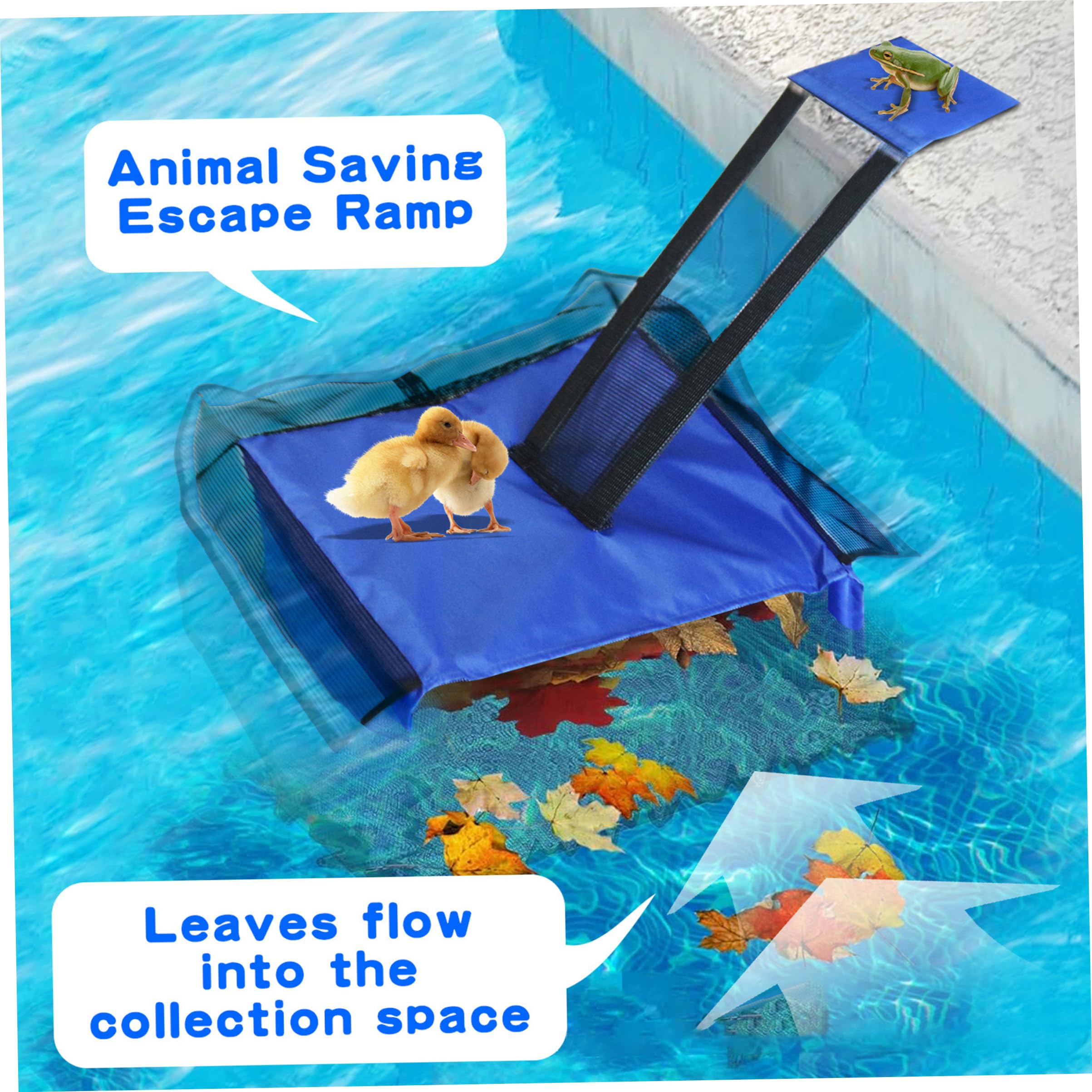 Attrape-Feuilles de Piscine, Rampe d'évacuation sécurisée des Animaux de Piscine, écumoire Flottante à Double Fonction 2 pièces