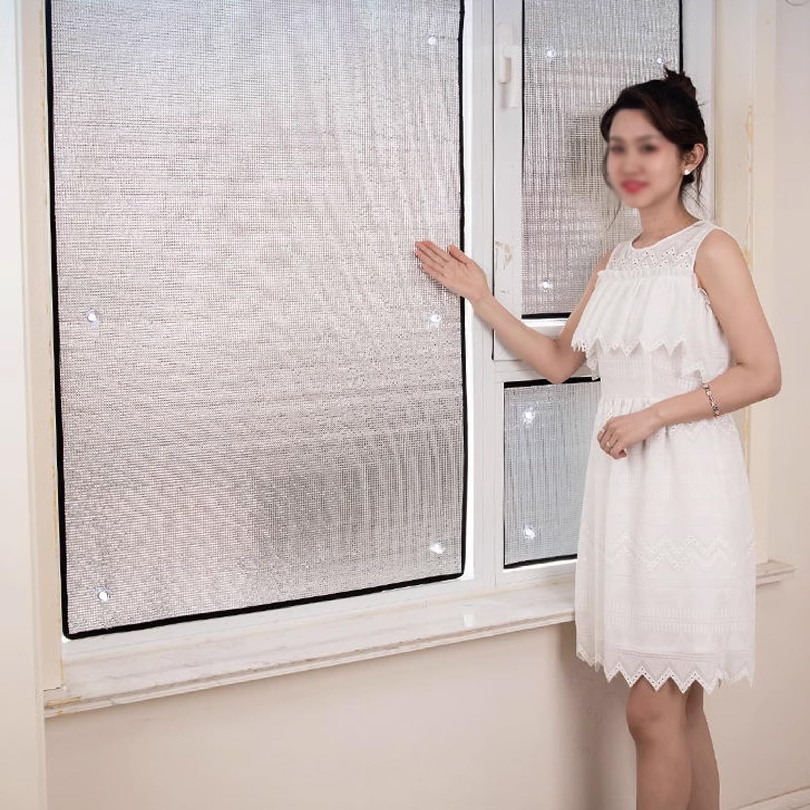 Película De Protección Solar para Ventanas,Película Aislante De Papel De Aluminio De 6mm,Película De Privacidad Opaca,para Protección Solar Y Aislamiento del Dormitorio (100x190cm/39x75in)