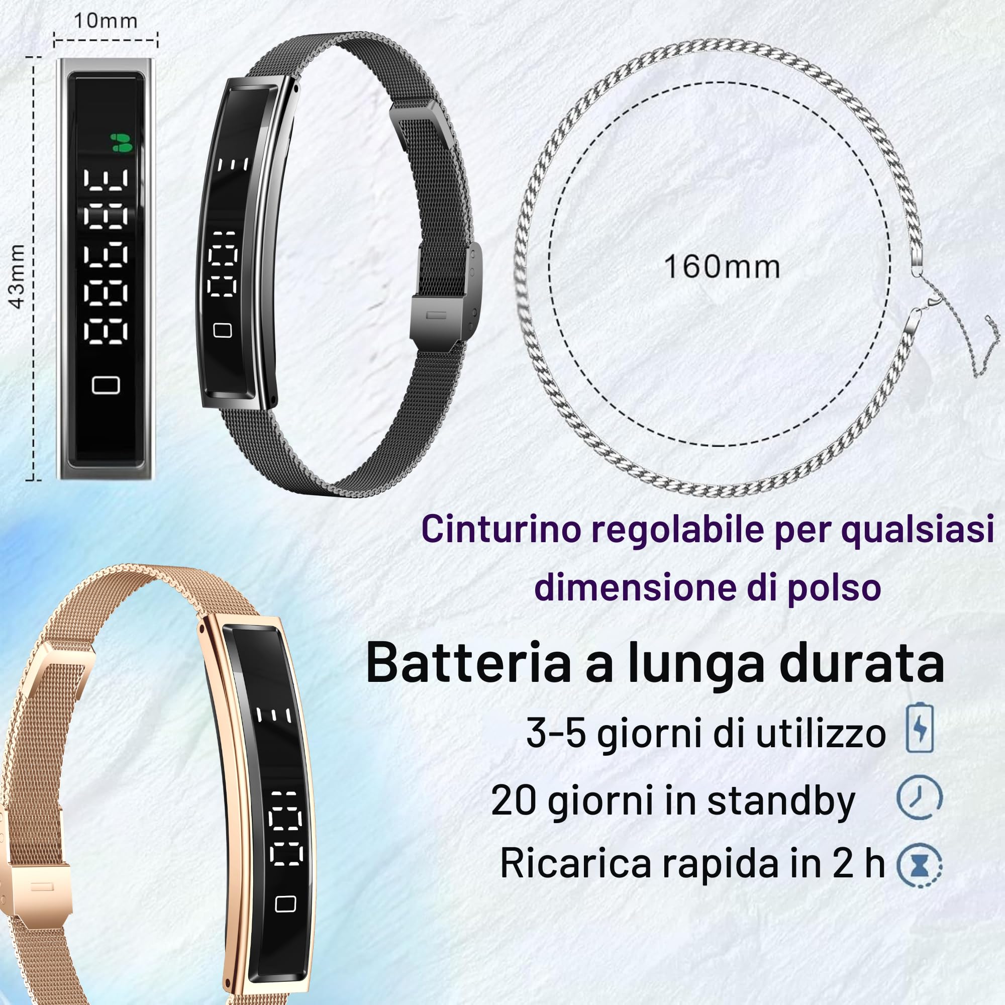 smartia – Braccialetto intelligente ultra sottile, con Bluetooth, modello 2026, fitness tracker e sonno, monitoraggio completo della tua salute, cinturino con touch screen