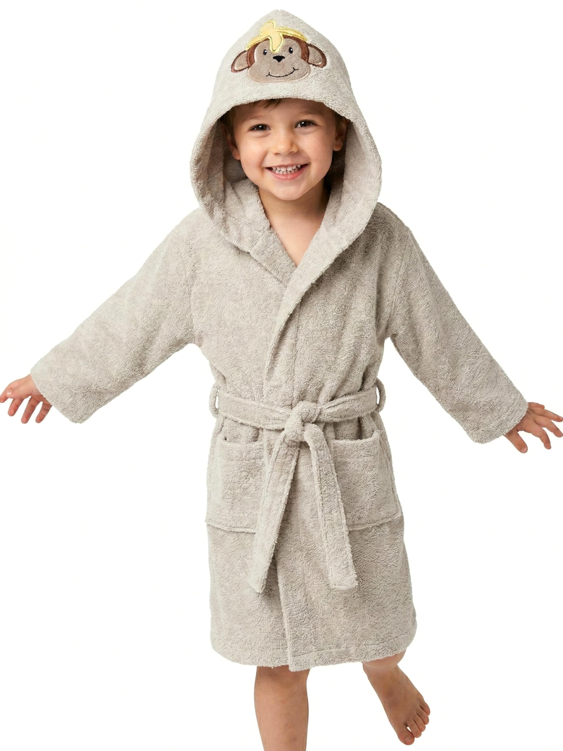 o-day Weicher Bademantel für Kinder, Frottee und lustig, Bademantel für Mädchen, Frottee mit Kapuze in Tierform, 100% Baumwolle