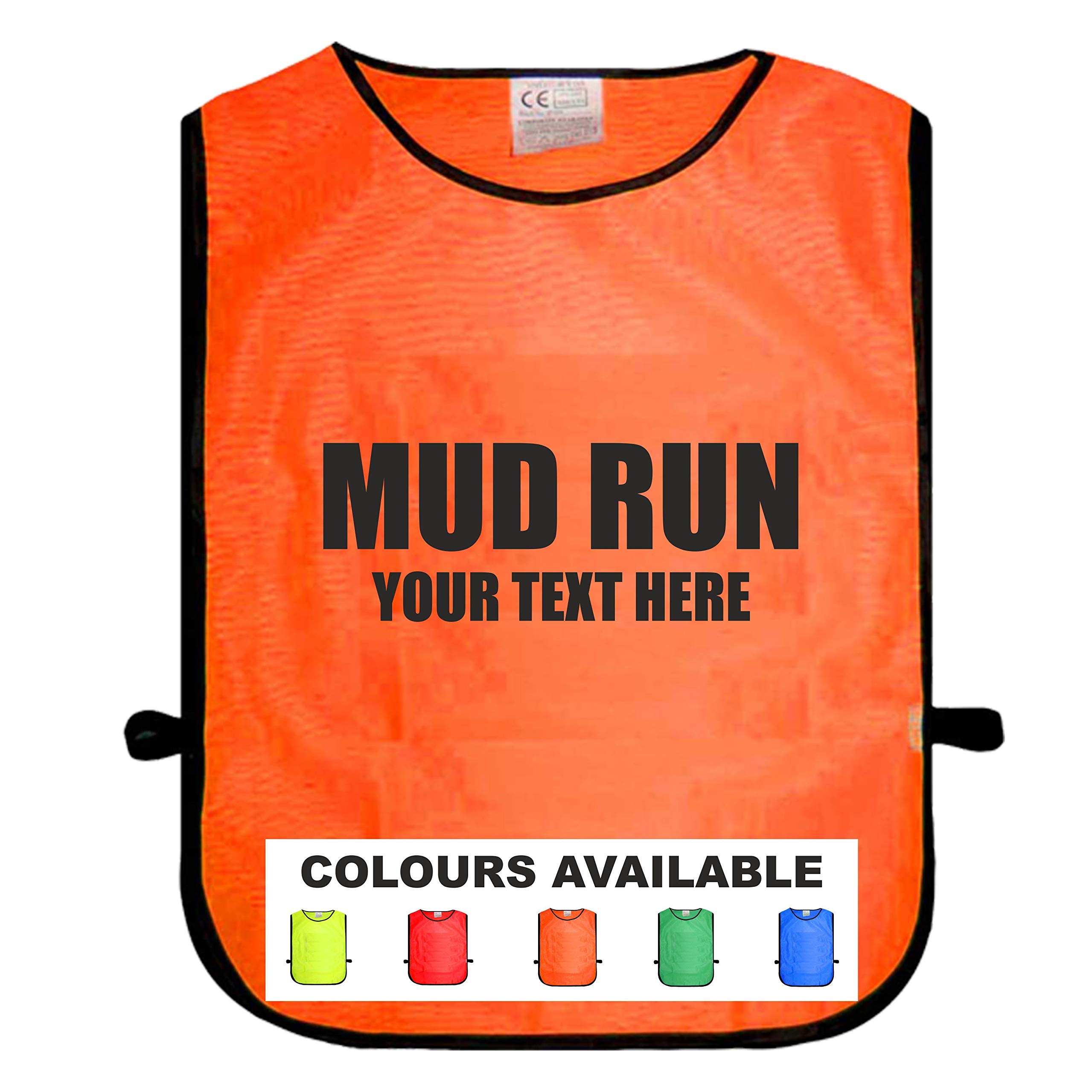 Mud Run - Your Text Here Orange Tabard, Unisex Adult One Size Fits All, Available In Five Different Bright Colours