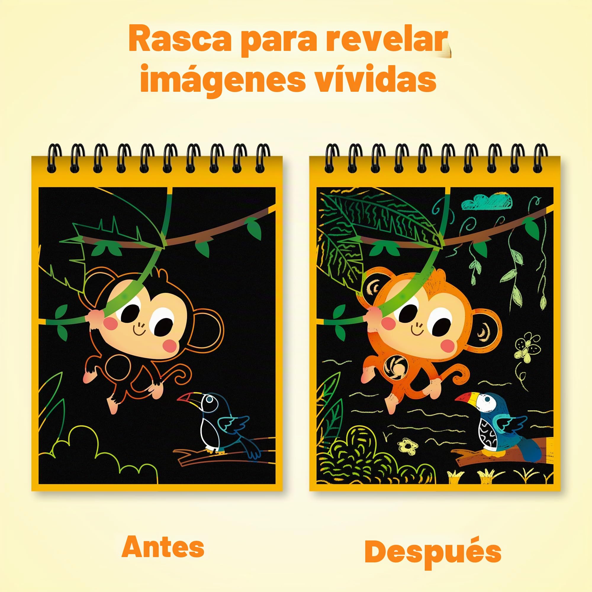 Mocoocy 24 Libros Scratch Art Favores de fiesta para Niños, Regalos Fiesta,Mágicos Cuadernos Rascar,Drawing Juego, juguetes de viaje,Rainbow Magic Scratch Papel Regalos Cumpleaños para Niños 3-12 años