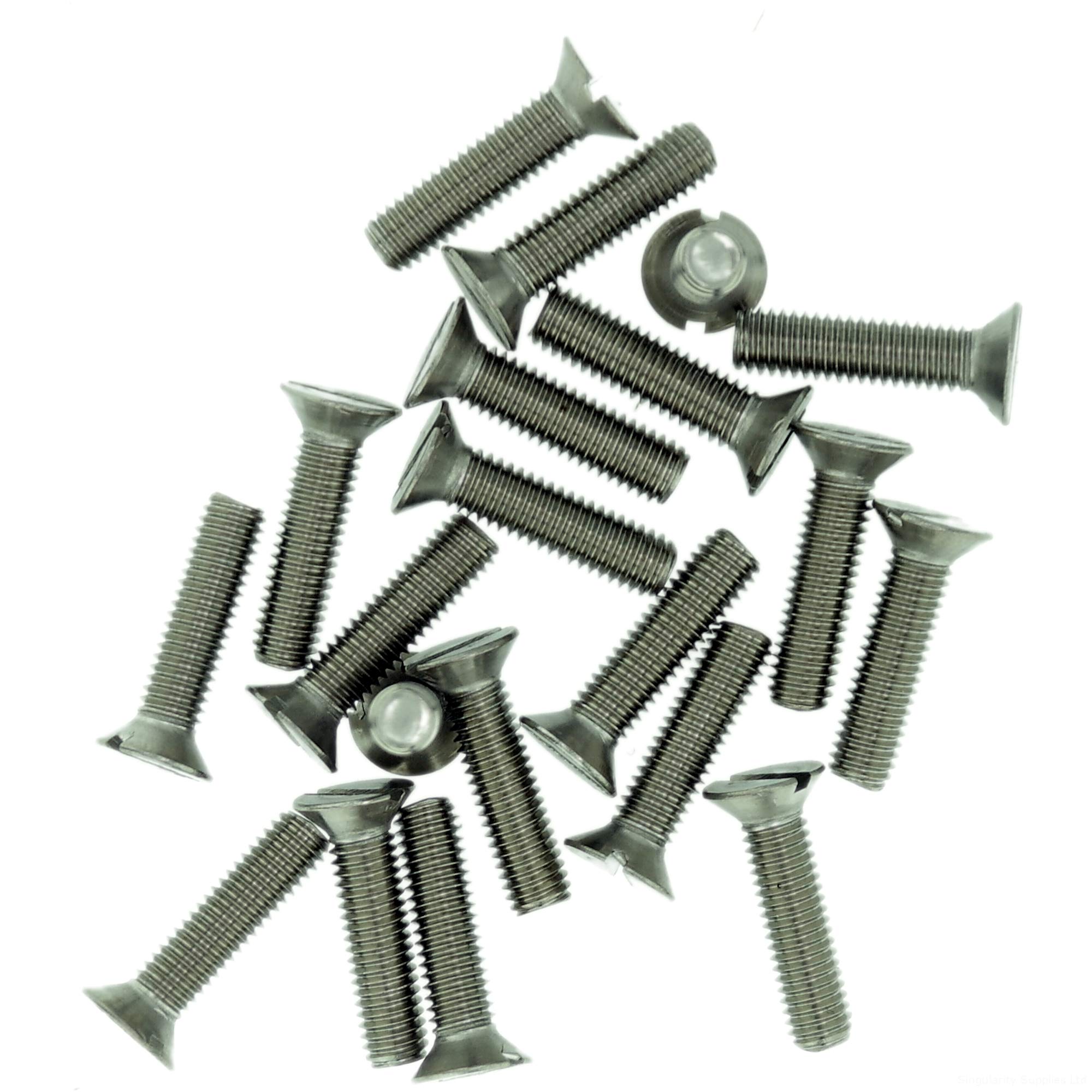 Singularity Supplies M2.5 (2.5Mm X 8Mm) Slot Countersunk Machine Screw (Bolt) - Stainless Steel (A2) (Pack Of 20)