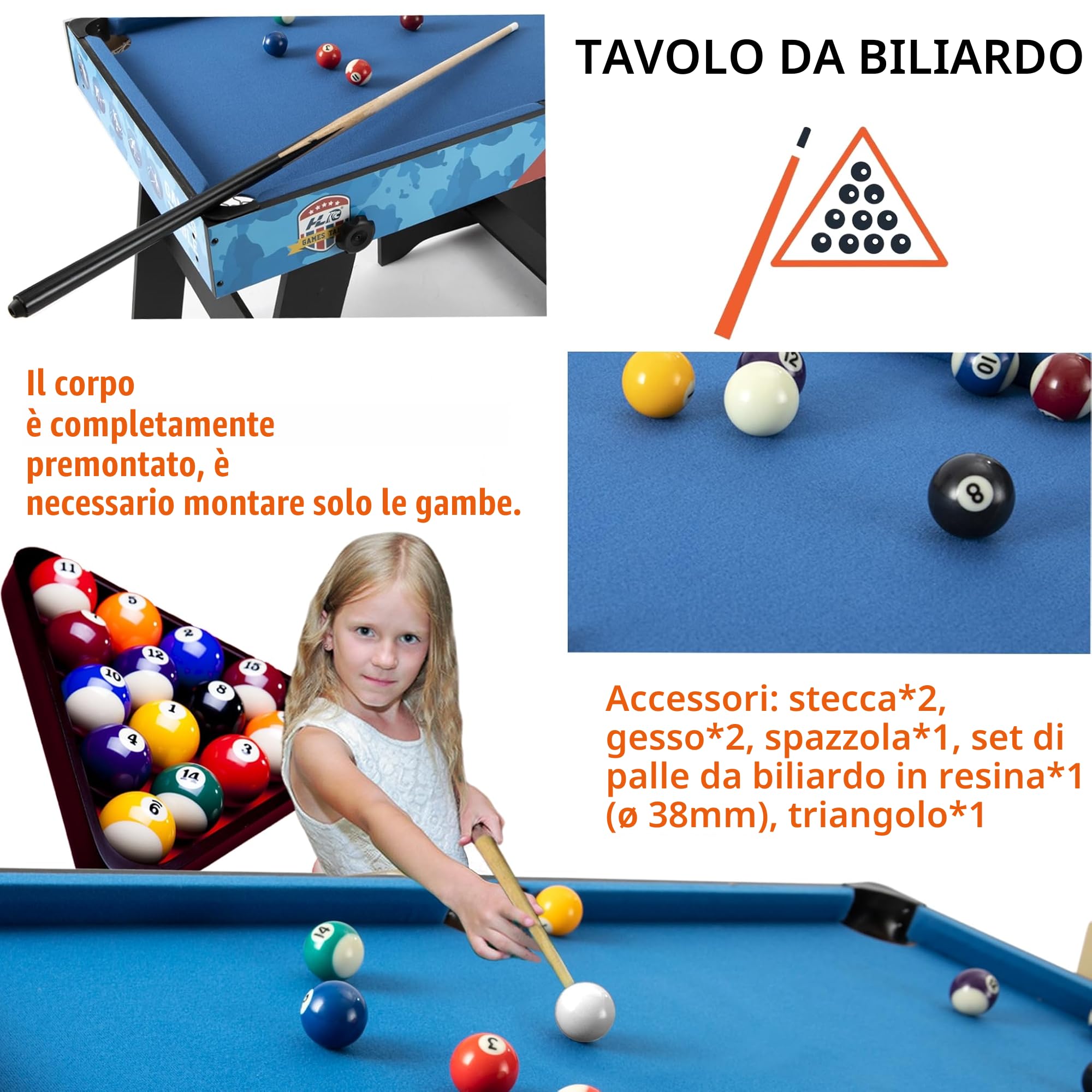 Set da tavolo multi-gioco 5 in 1 per bambini, ping-pong, biliardo, biliardino, hockey su scivolo, tiro al basket interattivo genitore-figlio regalo perfetto per i bambini (lunghezza 1,2 m)