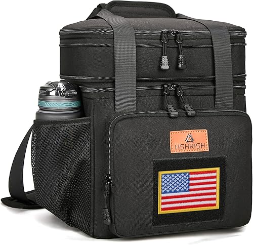 HSHRISH Lonchera táctica expandible, bolsa de almuerzo grande con aislamiento de doble cubierta para hombres, bolsa térmica duradera a prueba de