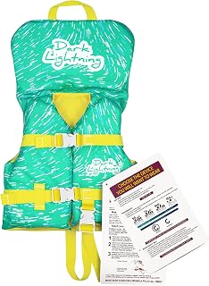 Dark Lightning USCG Approved Infant Life Jacket 0-30 lbs - Baby Toddler Swim Vest with Headrest, Leg Strap for Pool Boating Beach