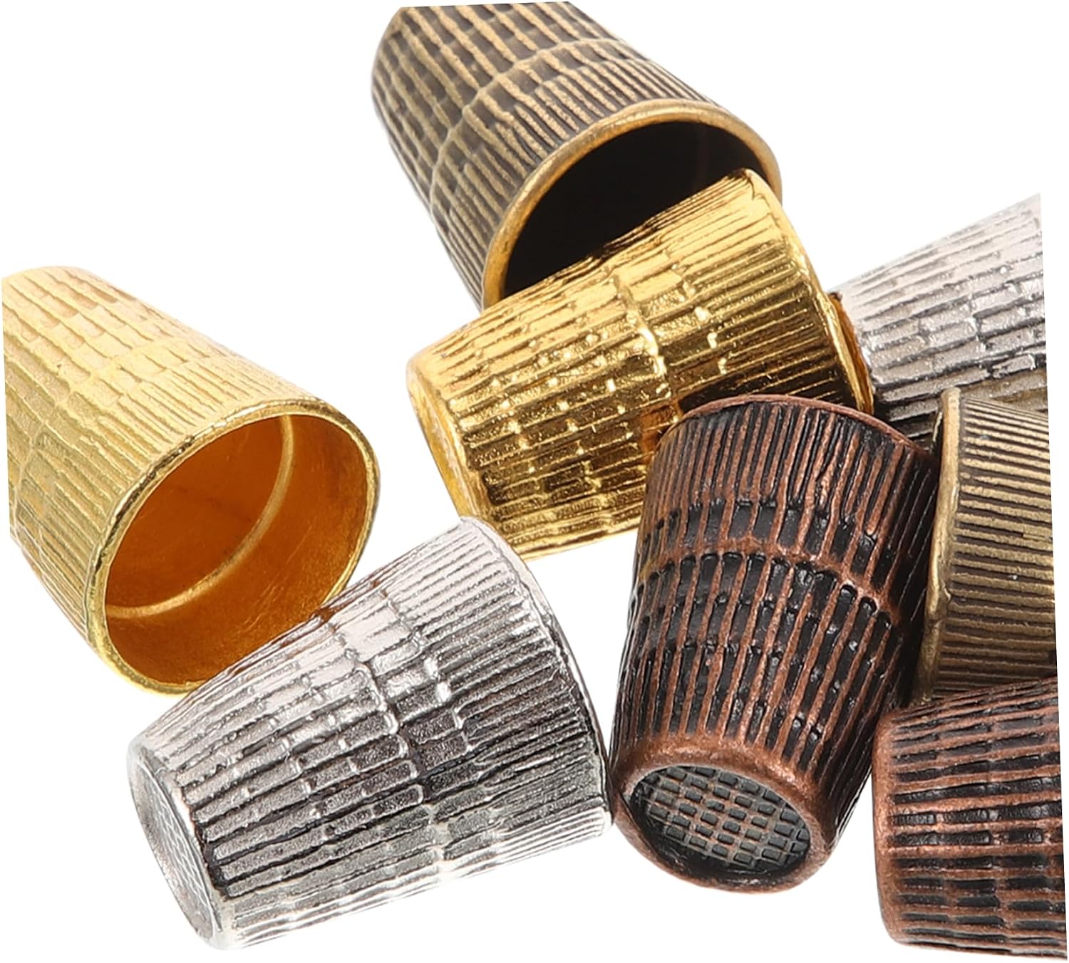 YOSADIER 8pcs Copper Sewing Thimbles Finger Protectors for DIY Quilting and Crafting Convenient and Portable Sewing Tools for Seamstress