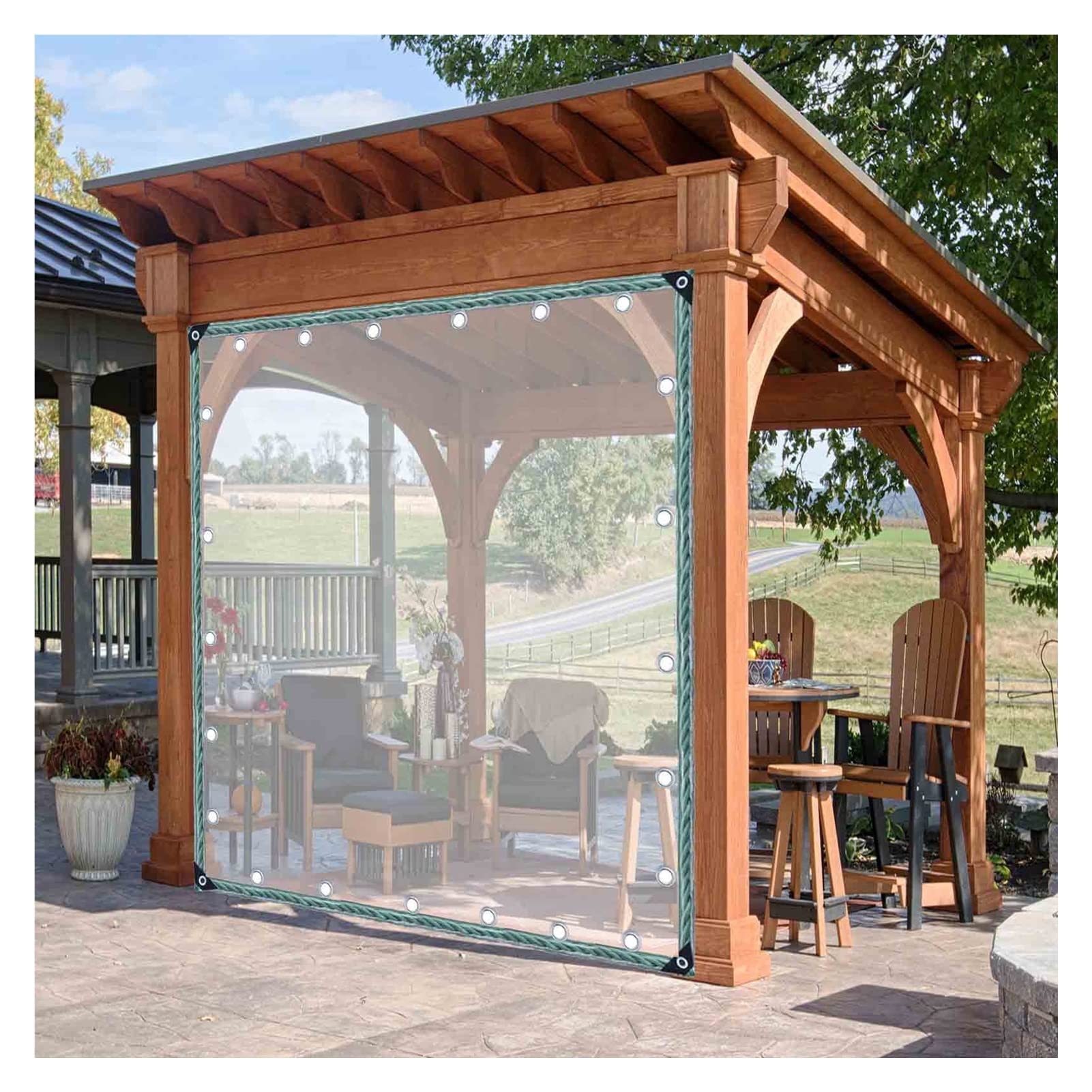 GJZQDKX Clear Transparent Gazebo Side Panels with Eyelets Tear Resistant Outdoor Tarp 3x3m